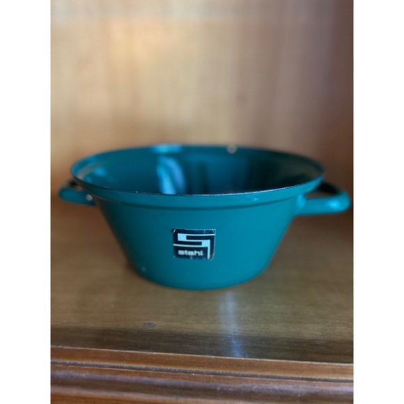 Stahl Vintage Enamelware Pot With Lid Green Germany - Picture 3 of 3